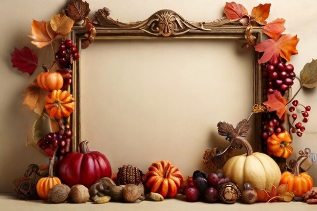 Appétit d'automne Border Frame Tentant avec les trésors de la récolte