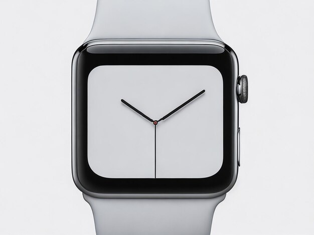 Photo apple watch sport 42mm boîtier en aluminium argenté avec bande sport noire avec application d'activité sur l'écran