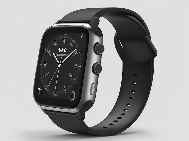 Apple Watch Sport 42mm boîtier en aluminium argenté avec bande sport noire avec cadran d'horloge sur l'écran Sid