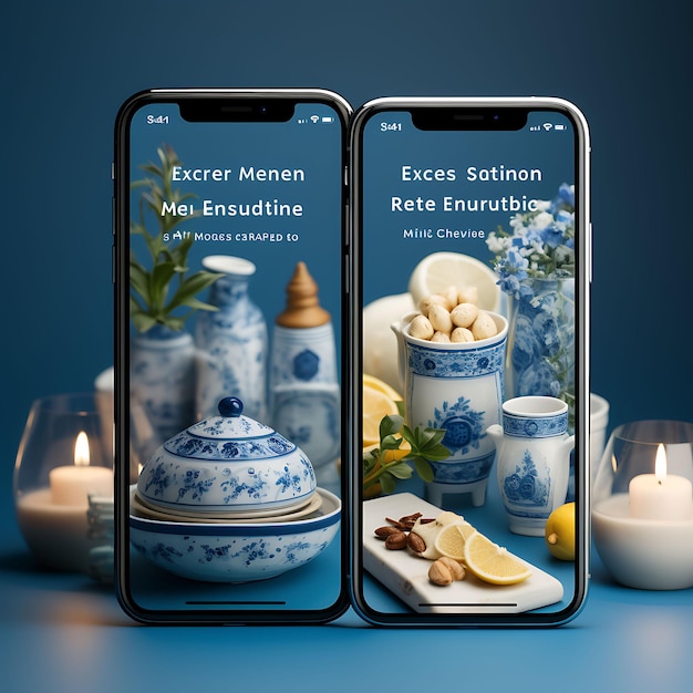 Appli mobile des délices méditerranéens Concept de conception de la cuisine méditerranéenne Menu de nourriture et de boissons