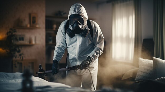 Applicateur de pesticides dans le boudoir de fumigation de l'équipement de protection