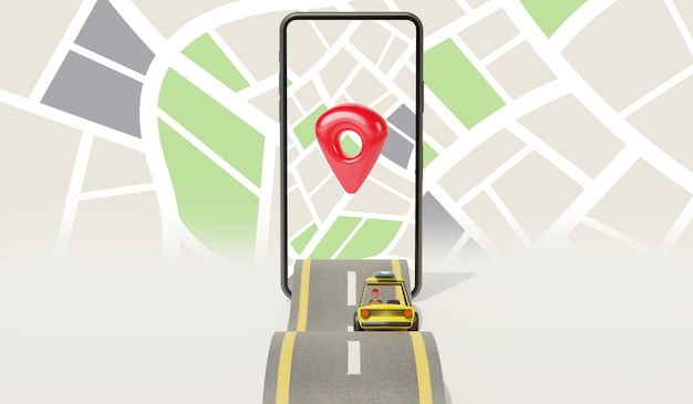 Application de carte sur smartphone et voiture sur la route