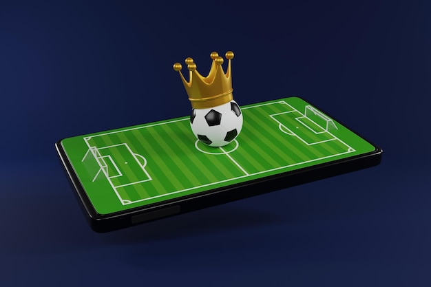 Application En Ligne De Football Sur Smartphone écran De Terrains De Football Téléphone Mobile Concept De Nouvelles De Football Canal De Sport Rendu 3d