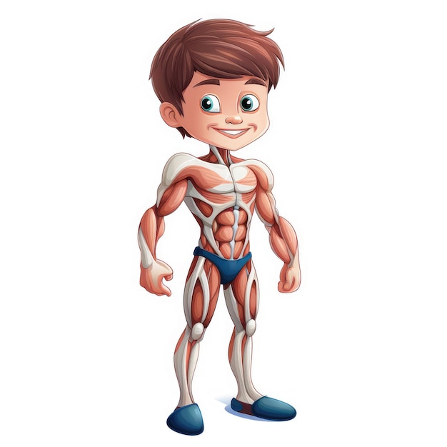 Apprenez l'abc des muscles dessins animés mignons et colorés sur fond blanc pour les enfants