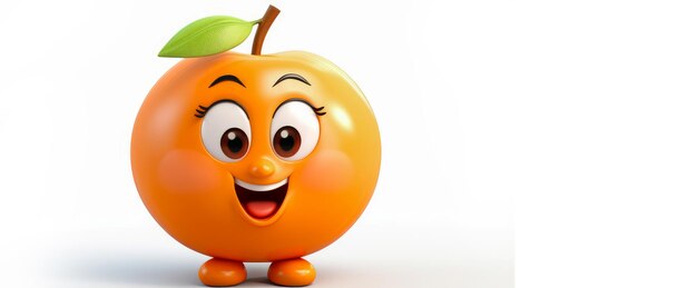 Apricot orange avec un visage joyeux 3D sur un fond blanc