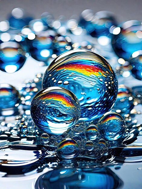 Photo aqua bliss bulles liquides éclaboussures d'eau et gouttelettes