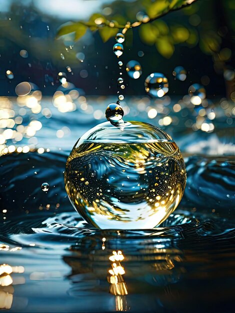 Photo aqua bliss bulles liquides éclaboussures d'eau et gouttelettes