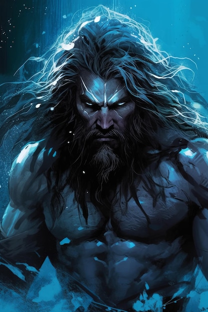 Aquaman avec une barbe bleue et une barbe