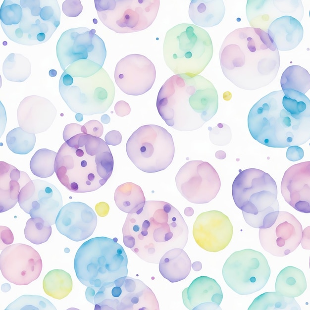 Aquarelle abstraite bulles de savon fond transparent couleurs pastel et fond blanc