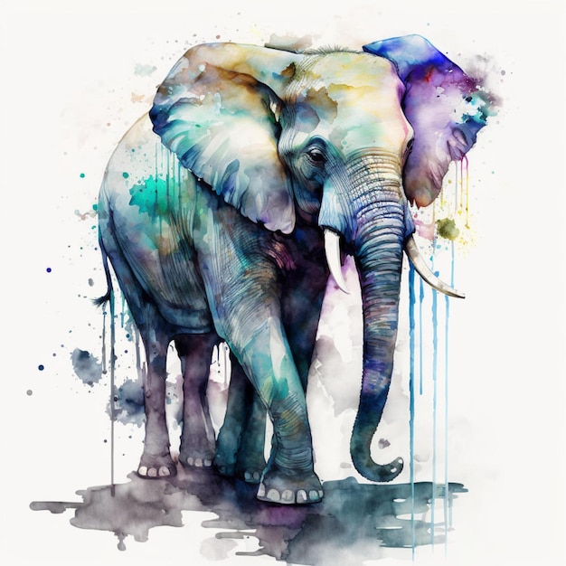 Aquarelle abstraite d'éléphant