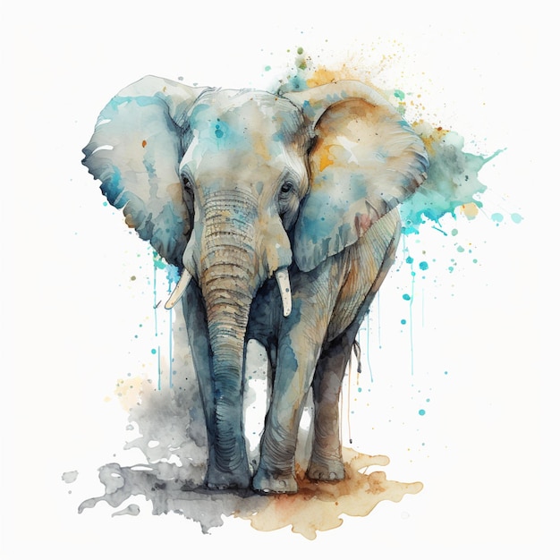 Aquarelle abstraite d'éléphant