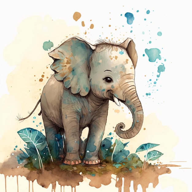 Aquarelle abstraite d'éléphant