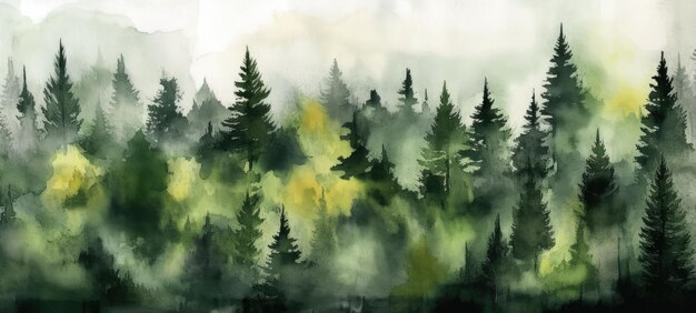 Aquarelle abstraite forêt foncée vert Art fond peint