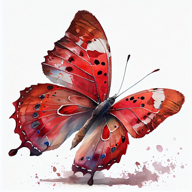 Aquarelle abstraite papillon rouge Illustration numérique AI