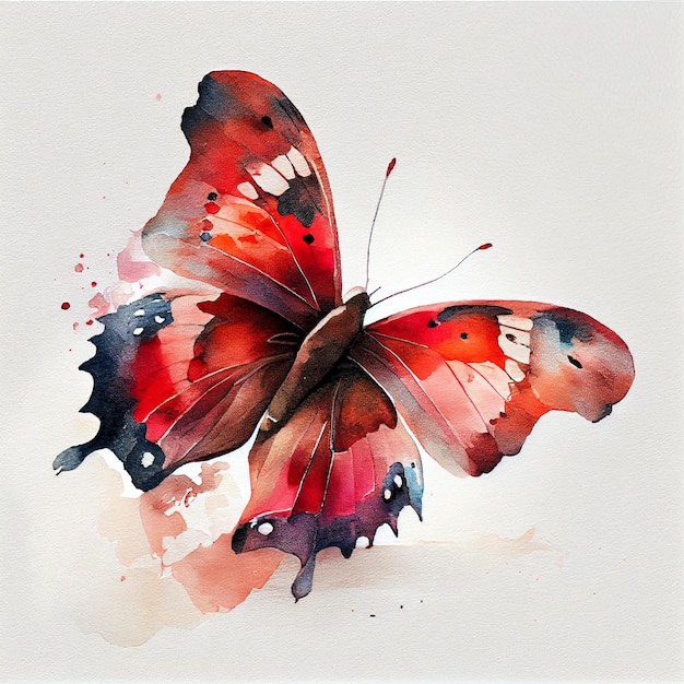 Aquarelle abstraite papillon rouge Illustration numérique AI