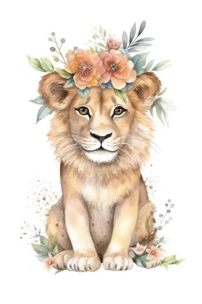 Photo l'aquarelle de l'animal le lion lion illustration pour les enfants lion art vectoriel aquarelle lion le lion aquarelle li