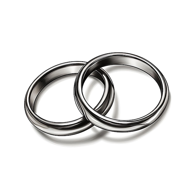 Aquarelle de l'anneau minimaliste Anneau en titane Anneau de mariage Anneau Matte Finish Slee Clipart sur blanc BG Art