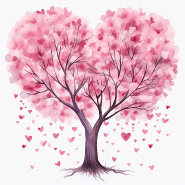 aquarelle arbre d'amour