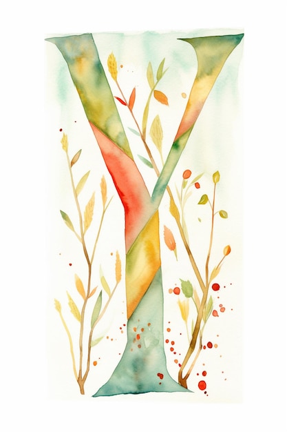 Une aquarelle d'un arbre avec la lettre y.