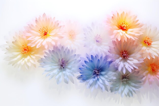 Photo aquarelle art d'aster pétales moelleux rayonnant avec des stries de pollen et pr beauty cadre humide