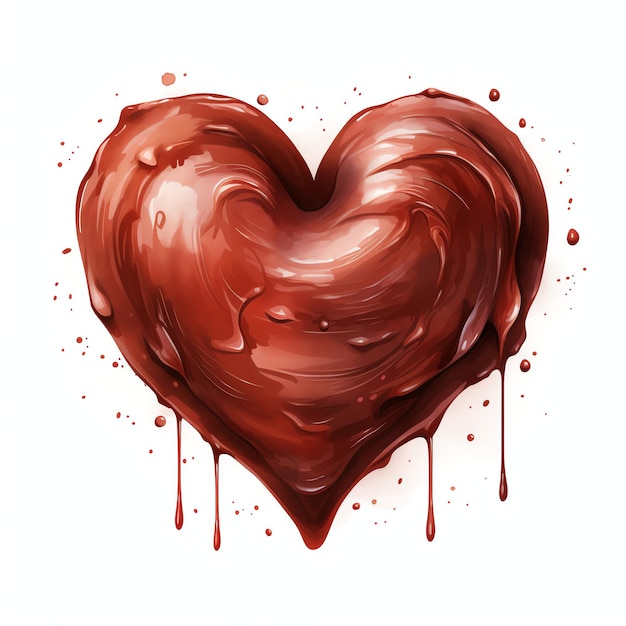 Aquarelle au chocolat en forme de cœur pour la Saint-Valentin