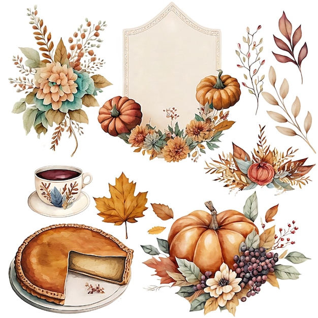 aquarelle d'automne pour la décoration et la conception de cartes d'invitation pour les vacances d'automne ou l'anniversaire o