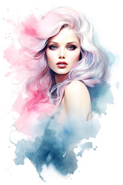 Aquarelle Barbie fond blanc isolé