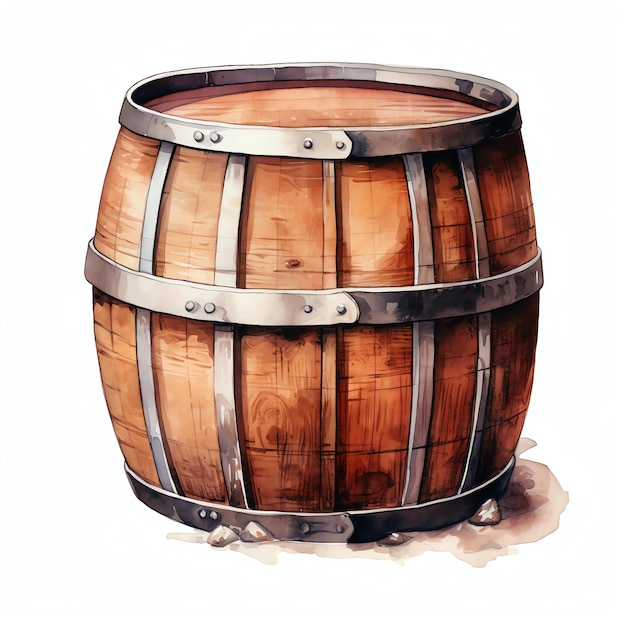aquarelle Barrel western sauvage ouest cowboy désert illustration clipart