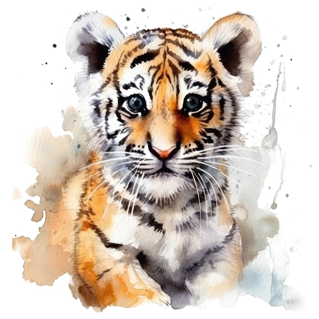 Une aquarelle d'un bébé tigre