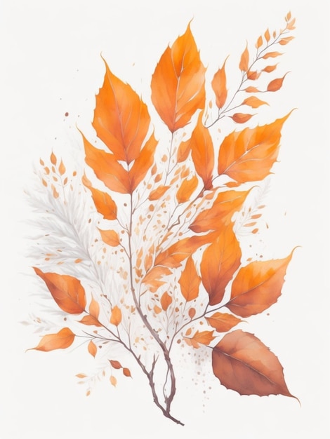 aquarelle belle orange avec des feuilles