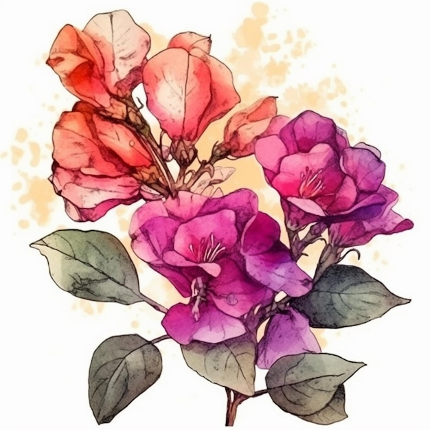 Une aquarelle des belles fleurs de bougainvilliers