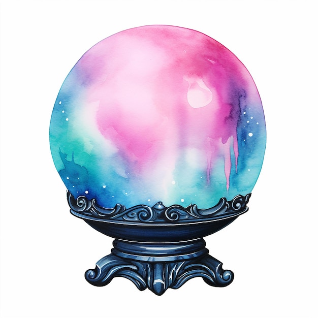 Photo aquarelle de black fortune telling ball