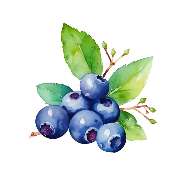 Photo l'aquarelle des bleuets illustration artistique des fruits d'été