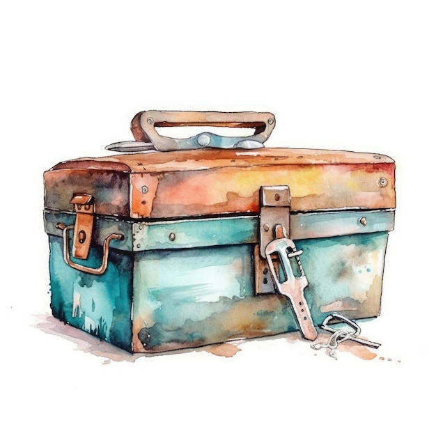 Aquarelle d'une boîte à outils