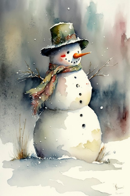 Aquarelle de bonhomme de neige