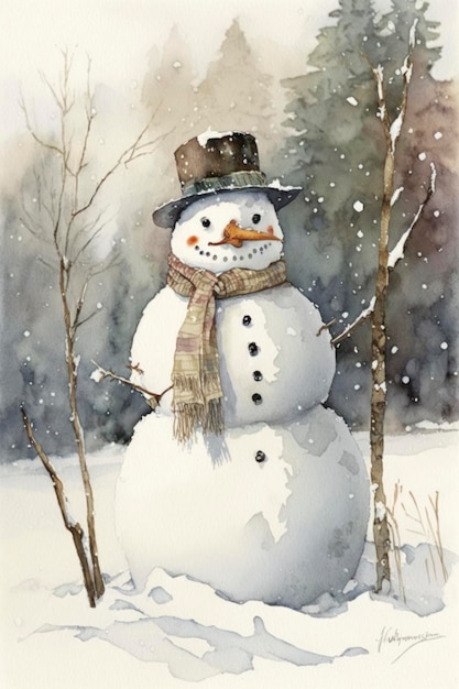 Aquarelle de bonhomme de neige