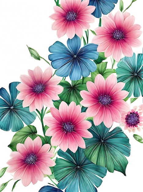 Aquarelle botanique avec motifs floraux tons neutres