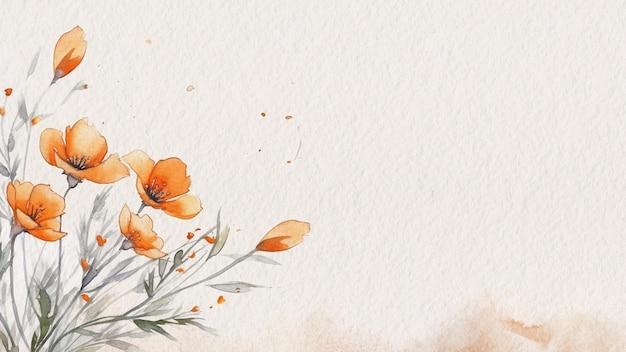 Une aquarelle d'un bouquet de fleurs avec des fleurs orange sur fond blanc.