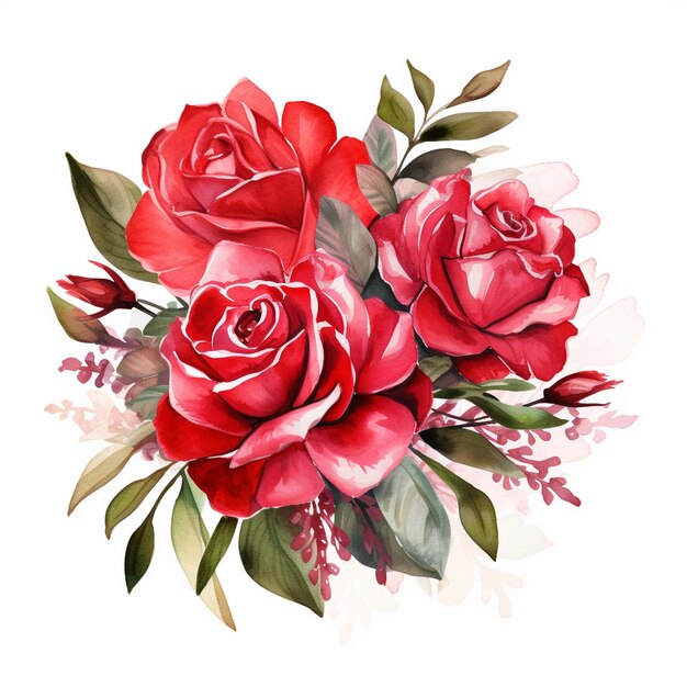aquarelle bouquet de roses rouges clipart