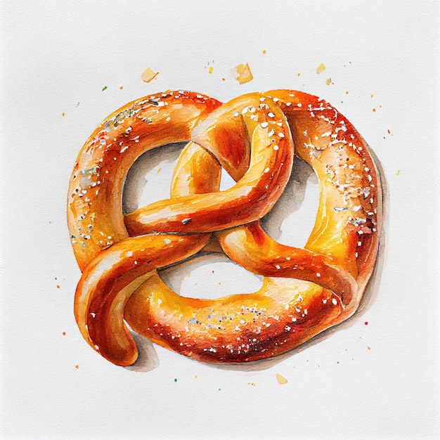 Une aquarelle d'un bretzel