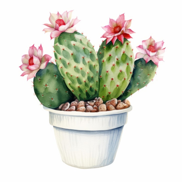 Photo aquarelle de cactus avec fleur fleur clipart isolé sur fond blanc