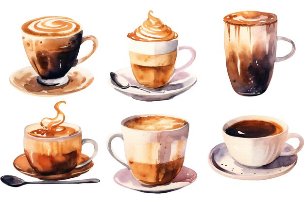 Aquarelle Café Clip art sur fond blanc