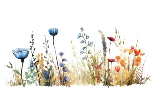 Une aquarelle d'un champ de fleurs Image AI générative