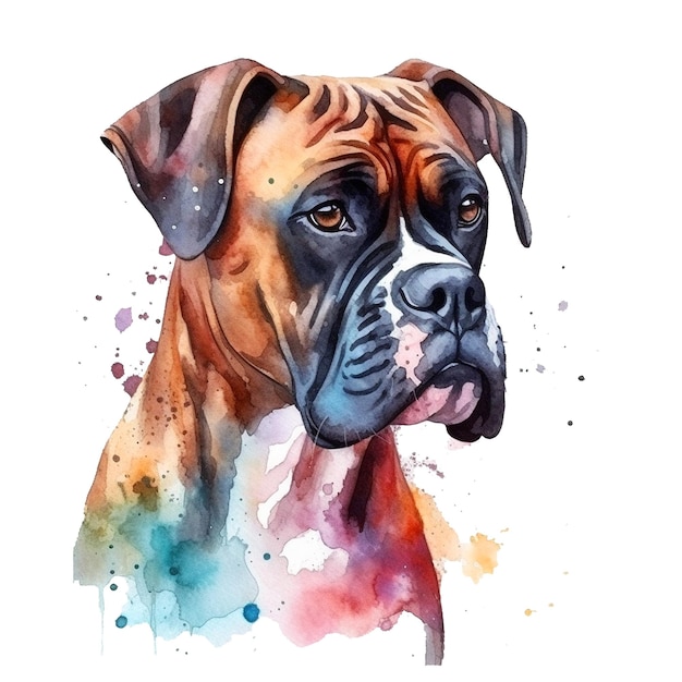 Une aquarelle d'un chien boxer