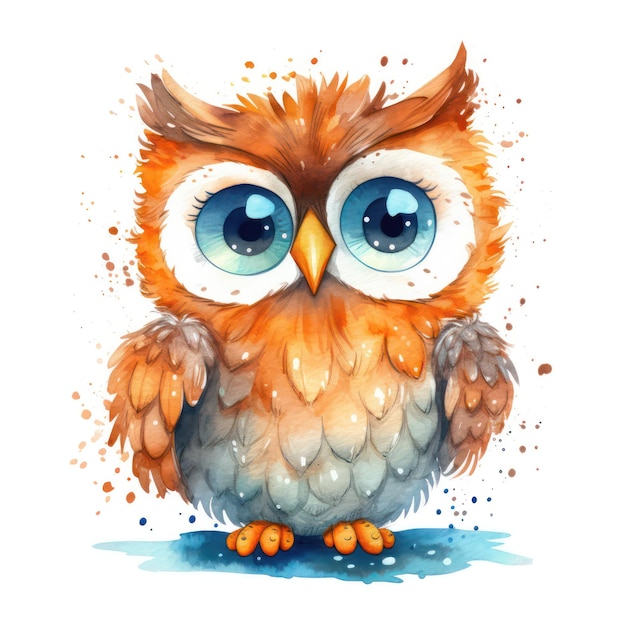 Aquarelle Clipart Chouette Dessin Animé Mignon