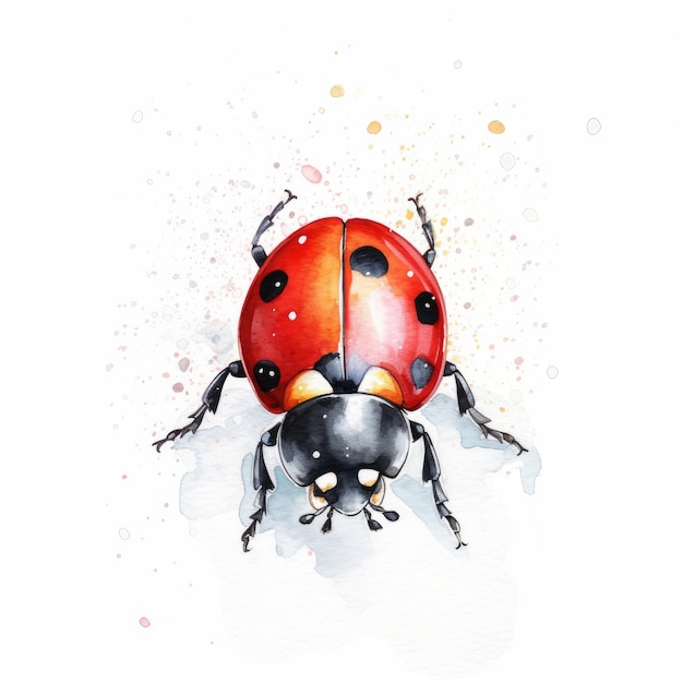 L'aquarelle de coccinelle avec un fond blanc