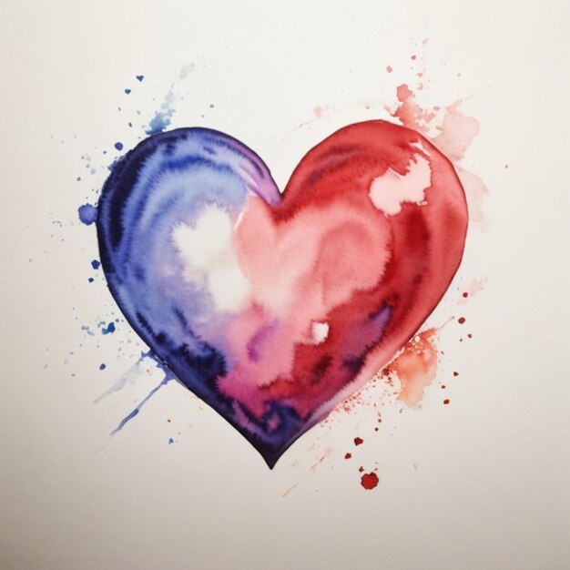 aquarelle cœur concept relation d'amour peinture artistique