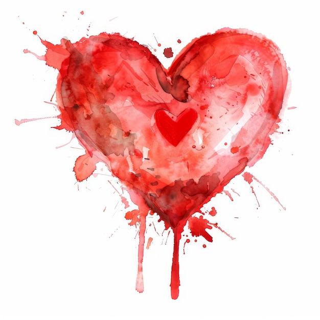 L'aquarelle cœur isolé l'amour éclaboussure symbole illustration générative AI