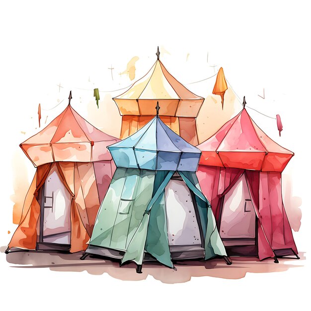 Photo aquarelle cottage d'abris en carton papier origami ornements pastel clair colo art 2d vector