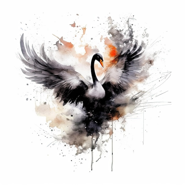 Aquarelle cygne noir Illustration AI GenerativexA